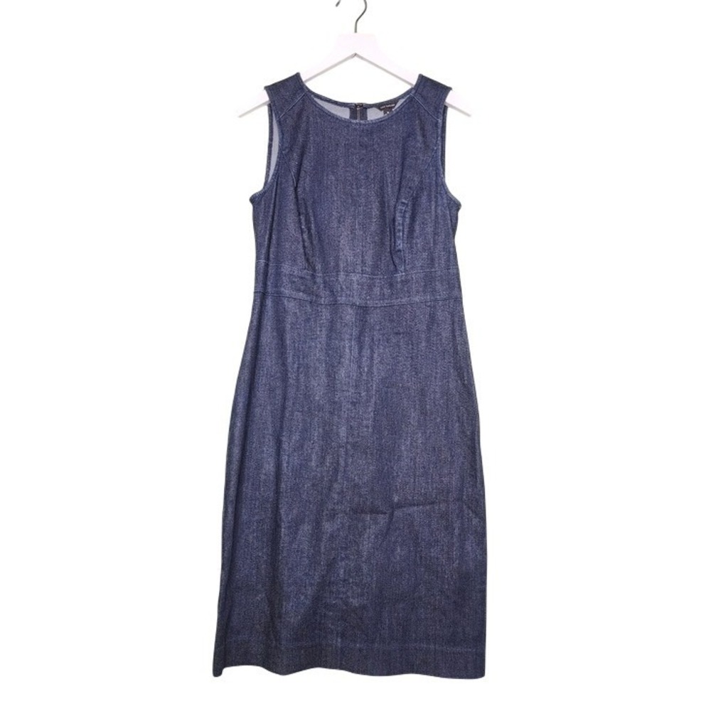 Ann Taylor Denim Dress‎ Blue Business Casual Classic Feminine Highwaist  0